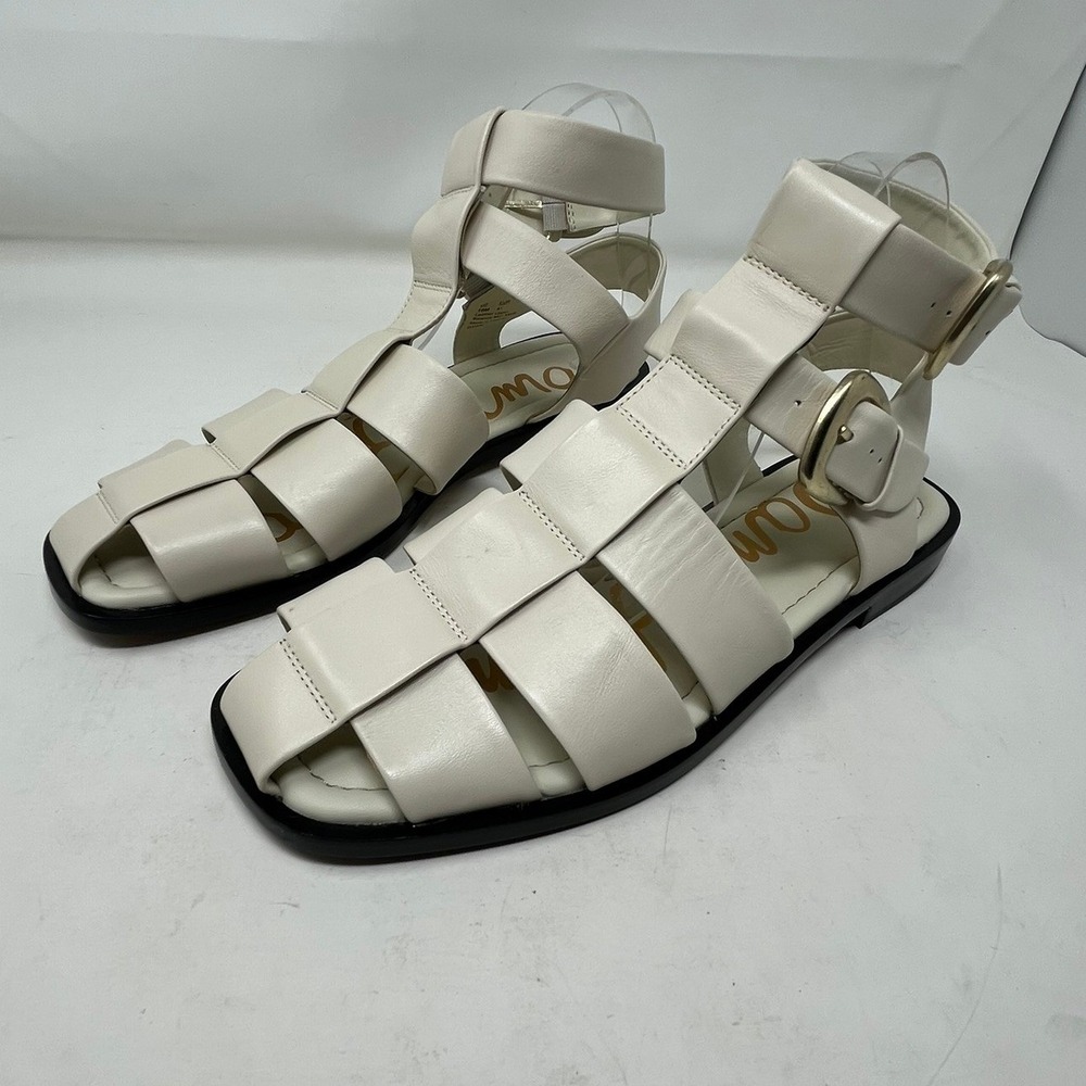 Sam Edelman Dawn Womens 10 Fisherman Sandals Ivory Leather Double Buckle